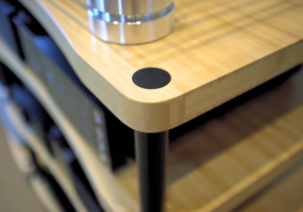 Close up of PlenQ Bamboo 4 Hi-Fi Rack