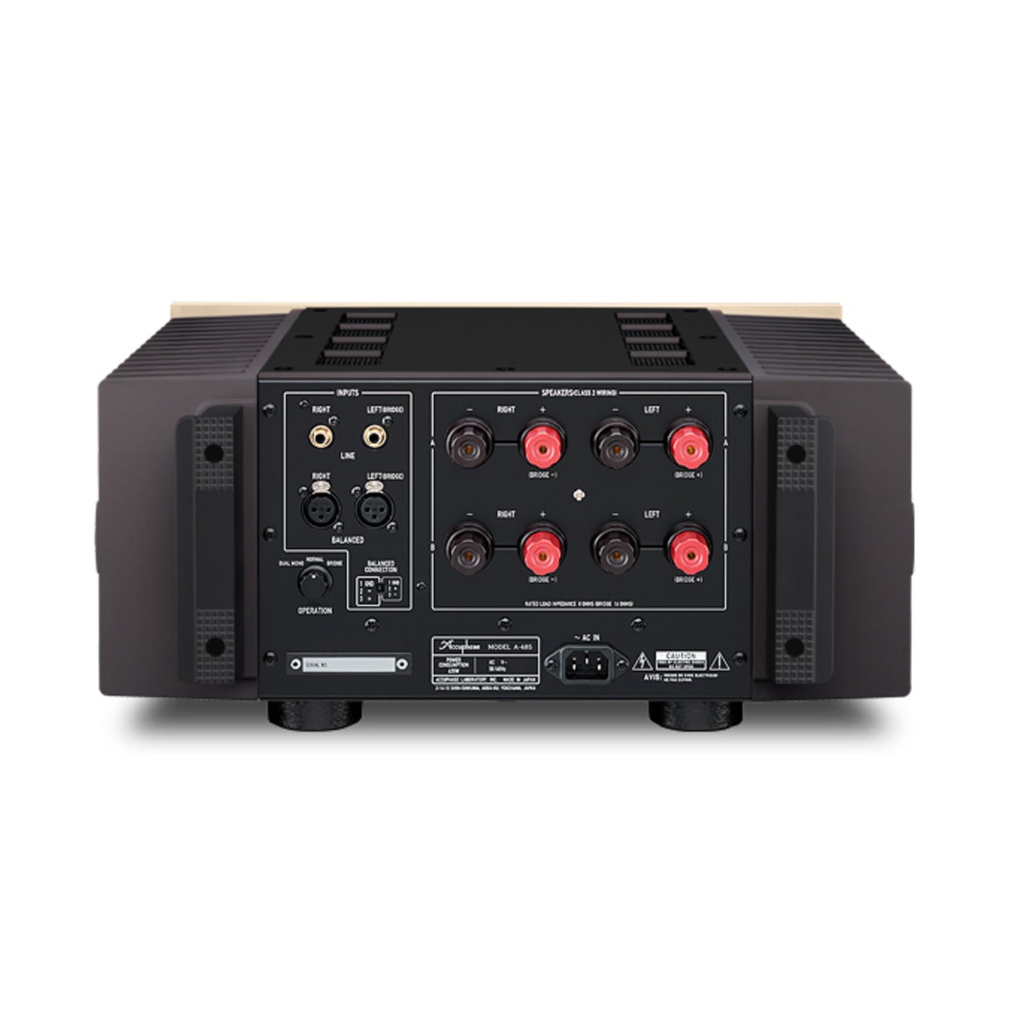 Back view of Accuphase A-48S Class A Stereo Power Amplifier on white background