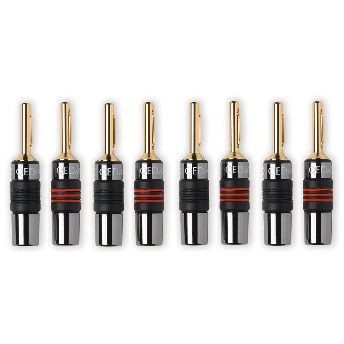QED Airloc Metal Banana Plugs (8 Pack)