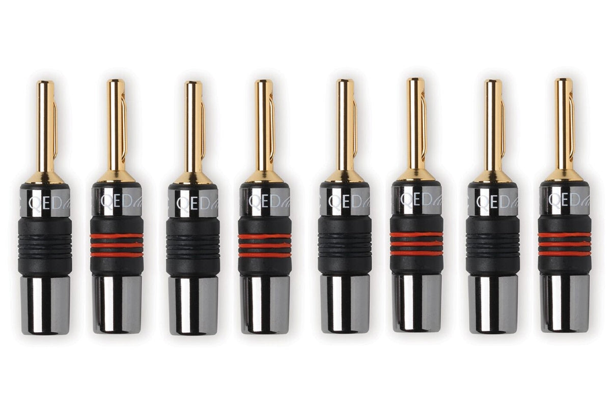 QED AirLoc Metal cold weld banana plugs come fitted to this cable