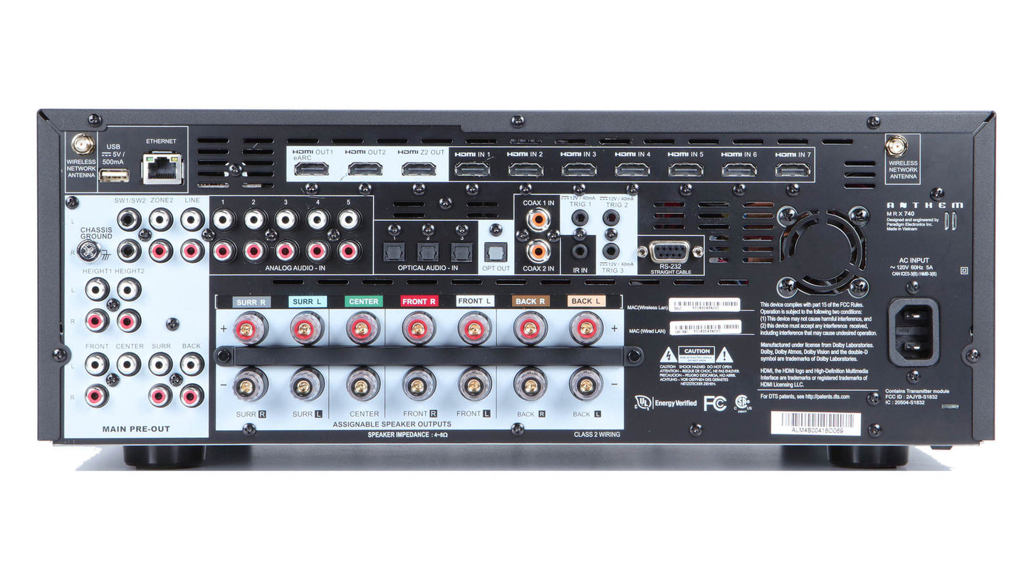Anthem MRX 740 8K Home Theatre Receiver - Outputs for 7 speakers