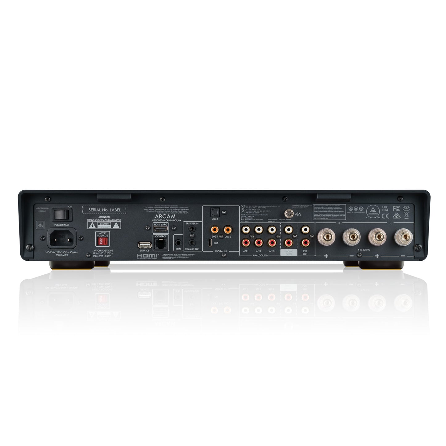 Back of Arcam A25+ Integrated Amplifier