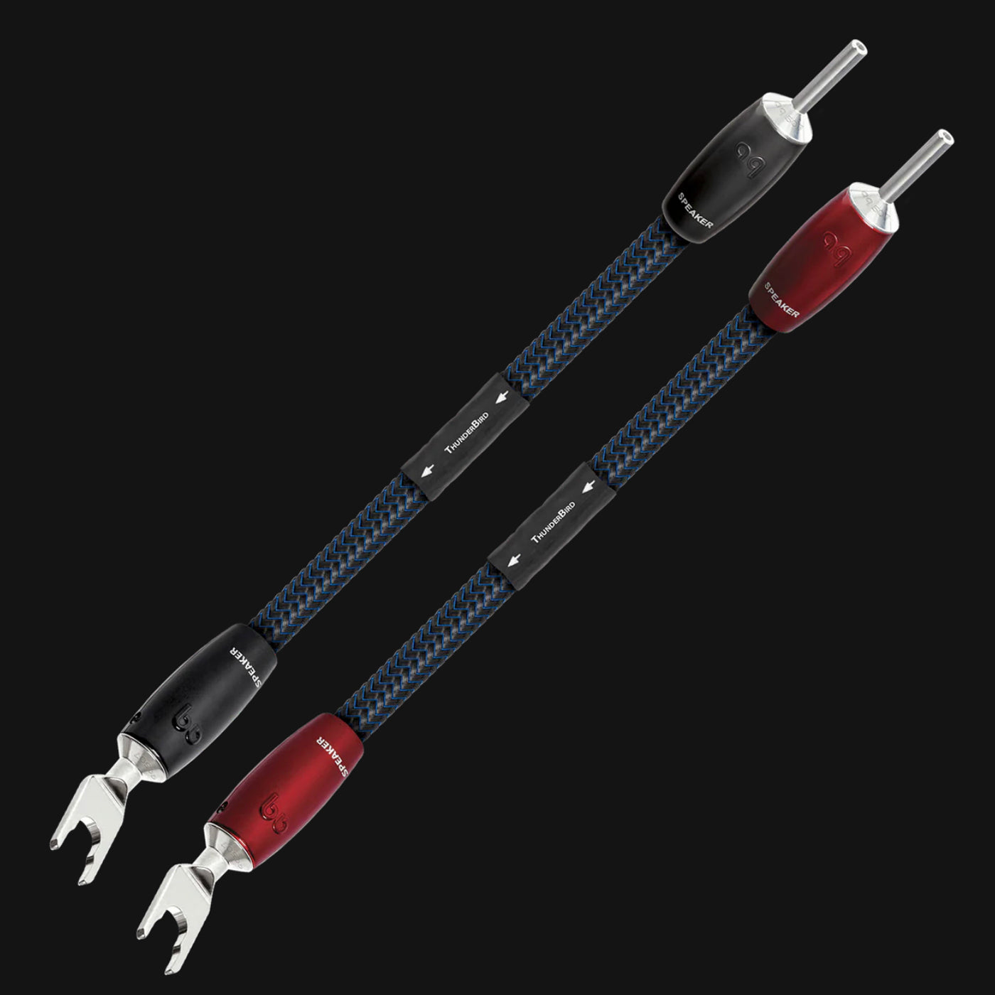AudioQuest ThunderBird Bi-Wire Jumpers - Shown with Banana & Spades