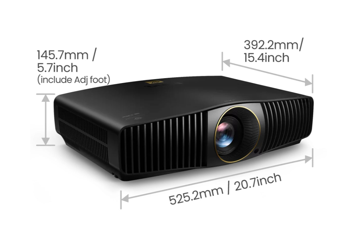 BenQ W5800 4K Laser Projector - Dimensions