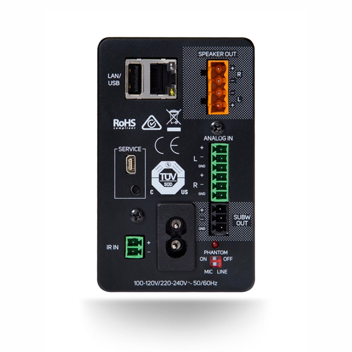Back of Bluesound Professional B160S Streaming Amplifier on white background