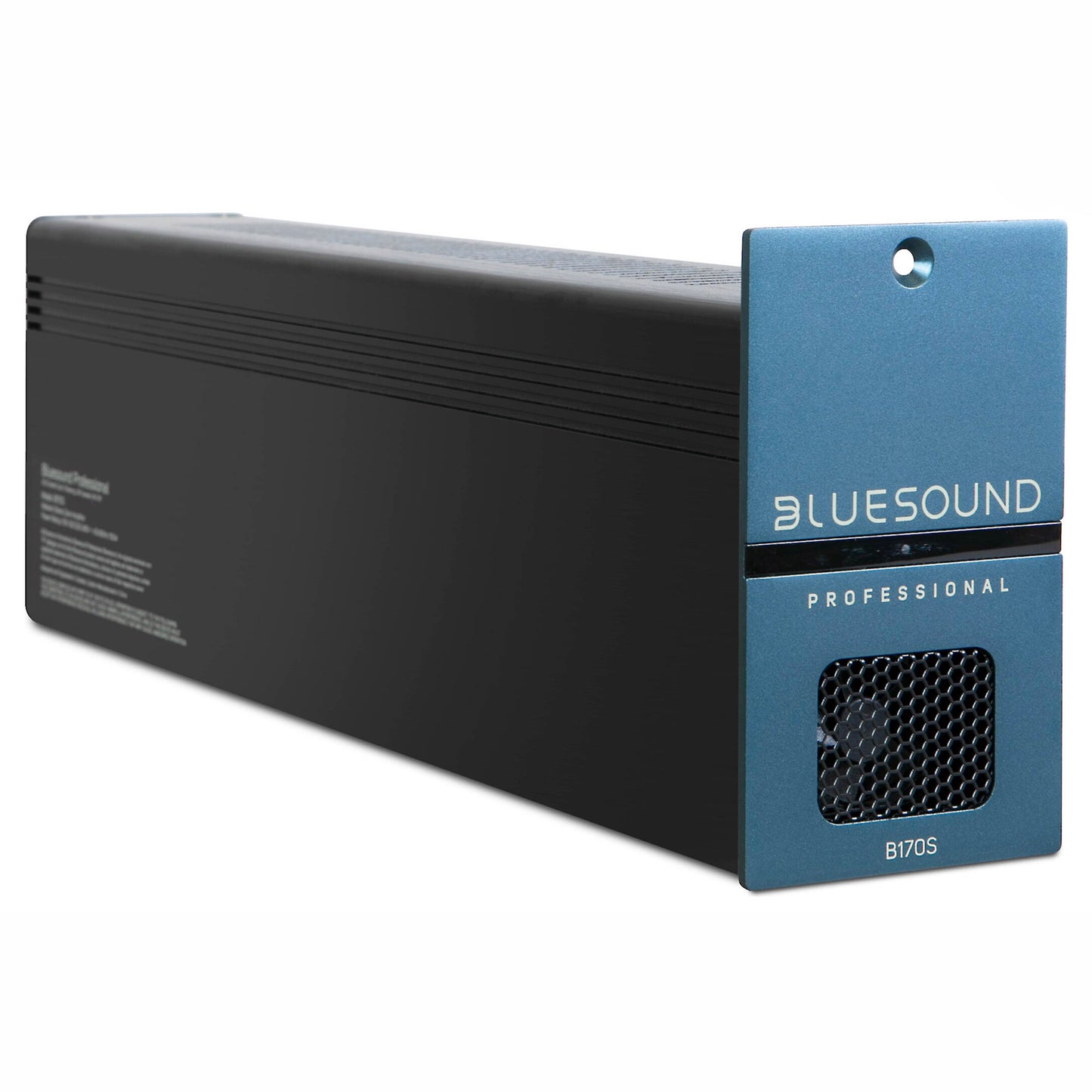 Angle view of Bluesound Professional B170S Streaming Amplifier on white background