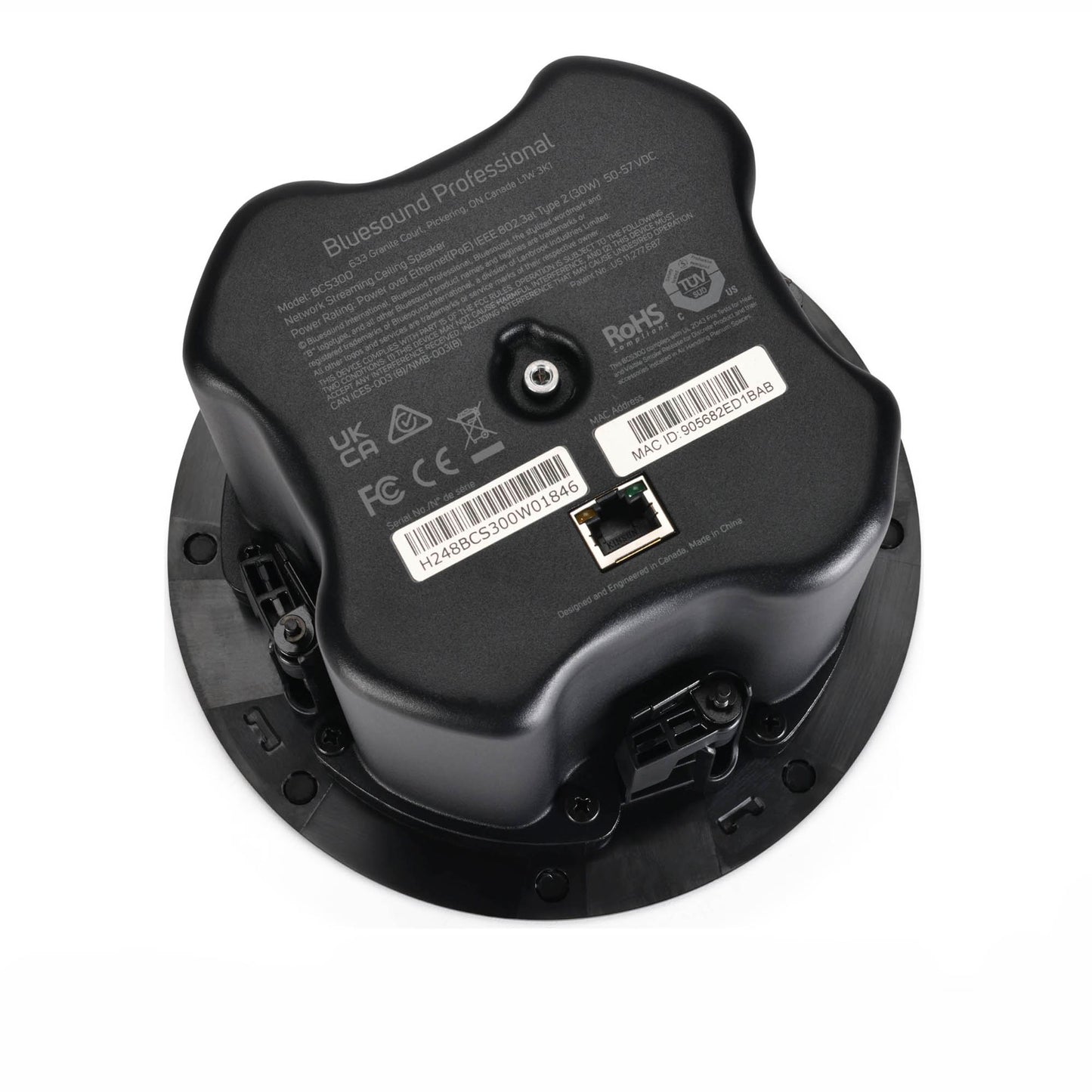 Bottom of Bluesound Professional BCS300 on white background