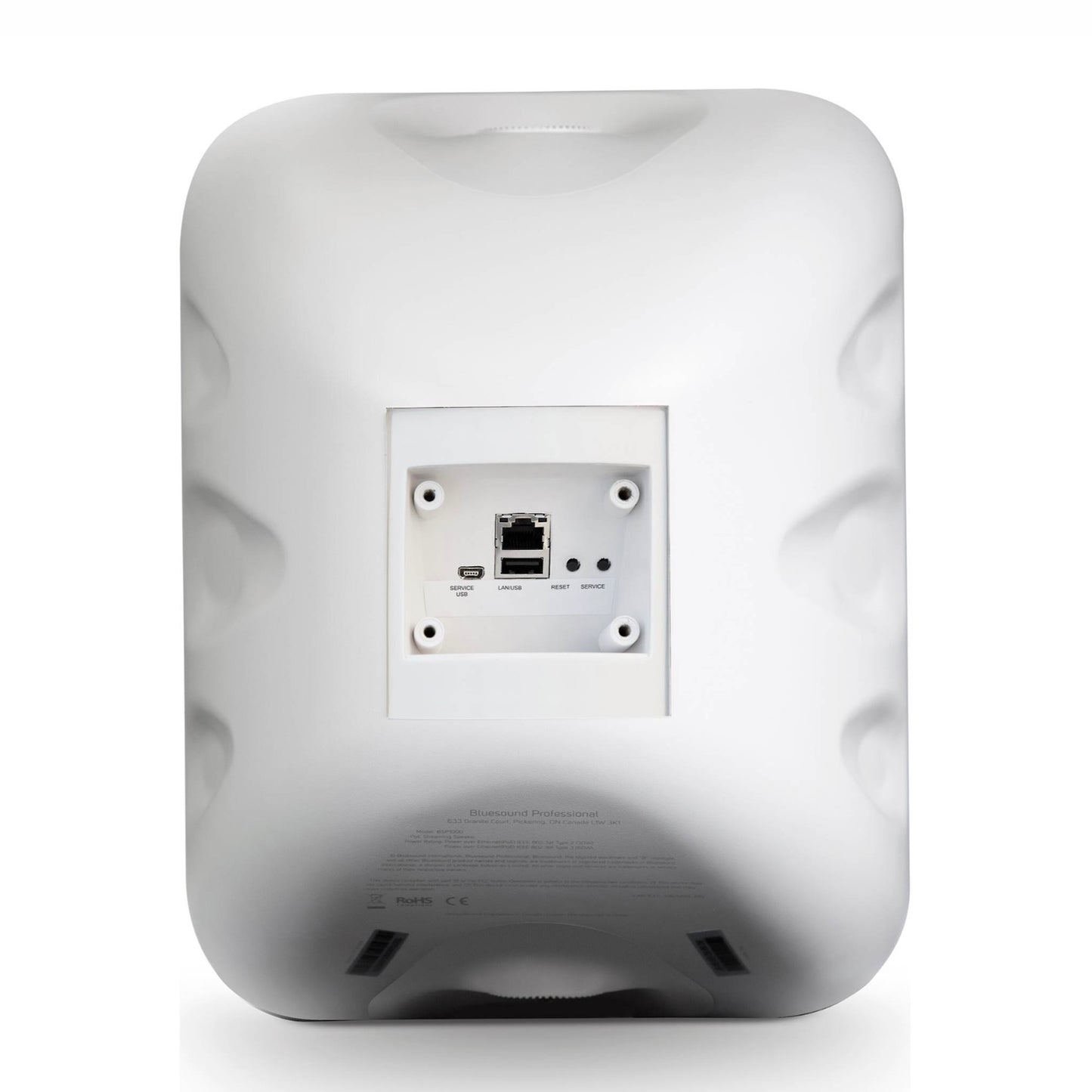 Rear of Bluesound Professional BSP1000 in white