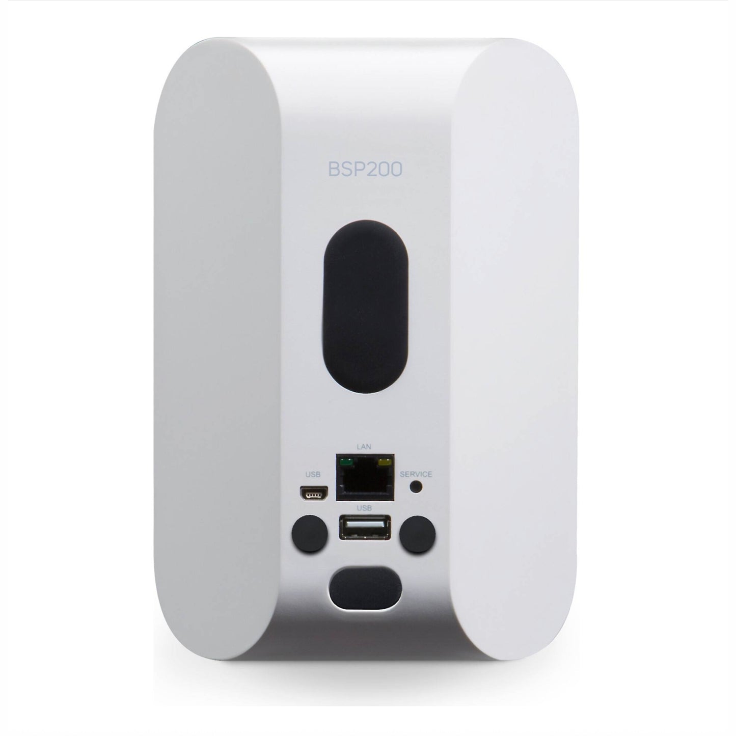 Rear of Bluesound Professional BSP200 in white on white background