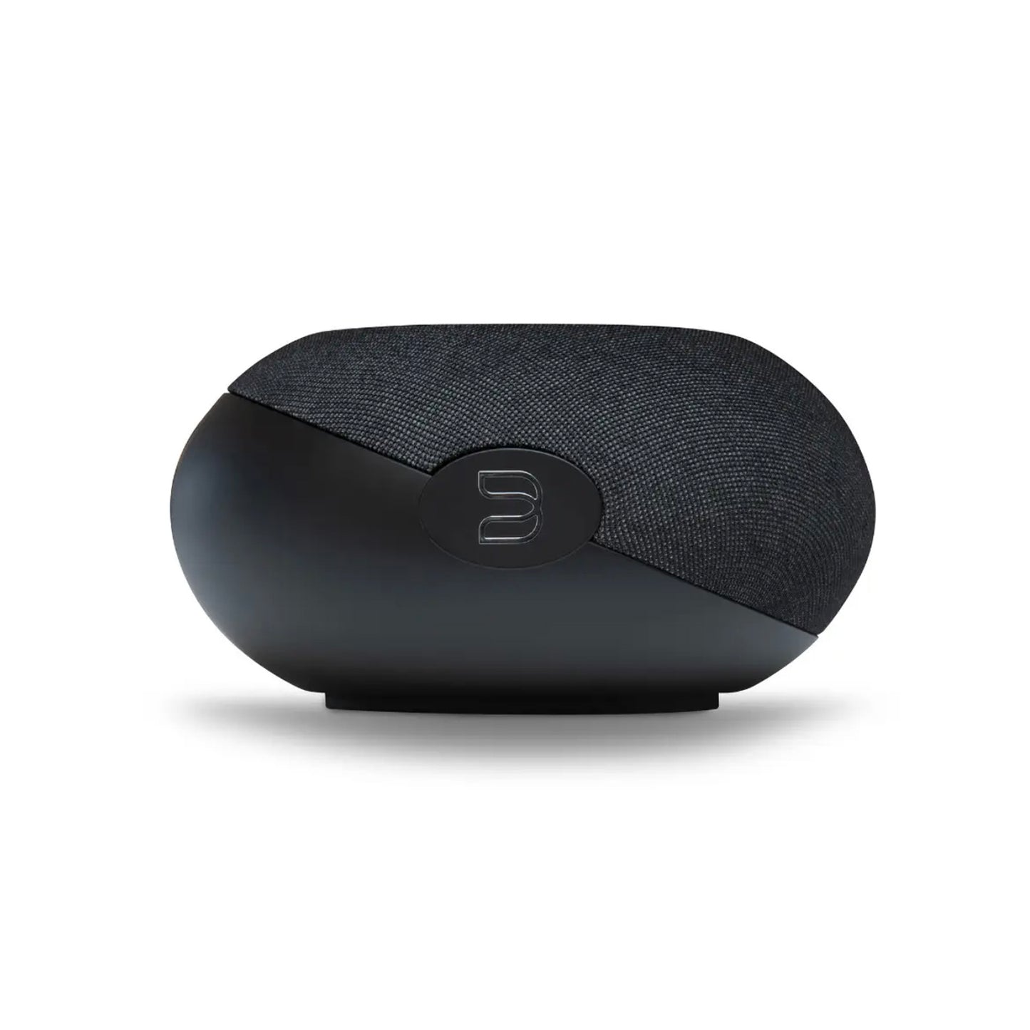 Side view of Bluesound Pulse Cinema Mini Soundbar in black on white background