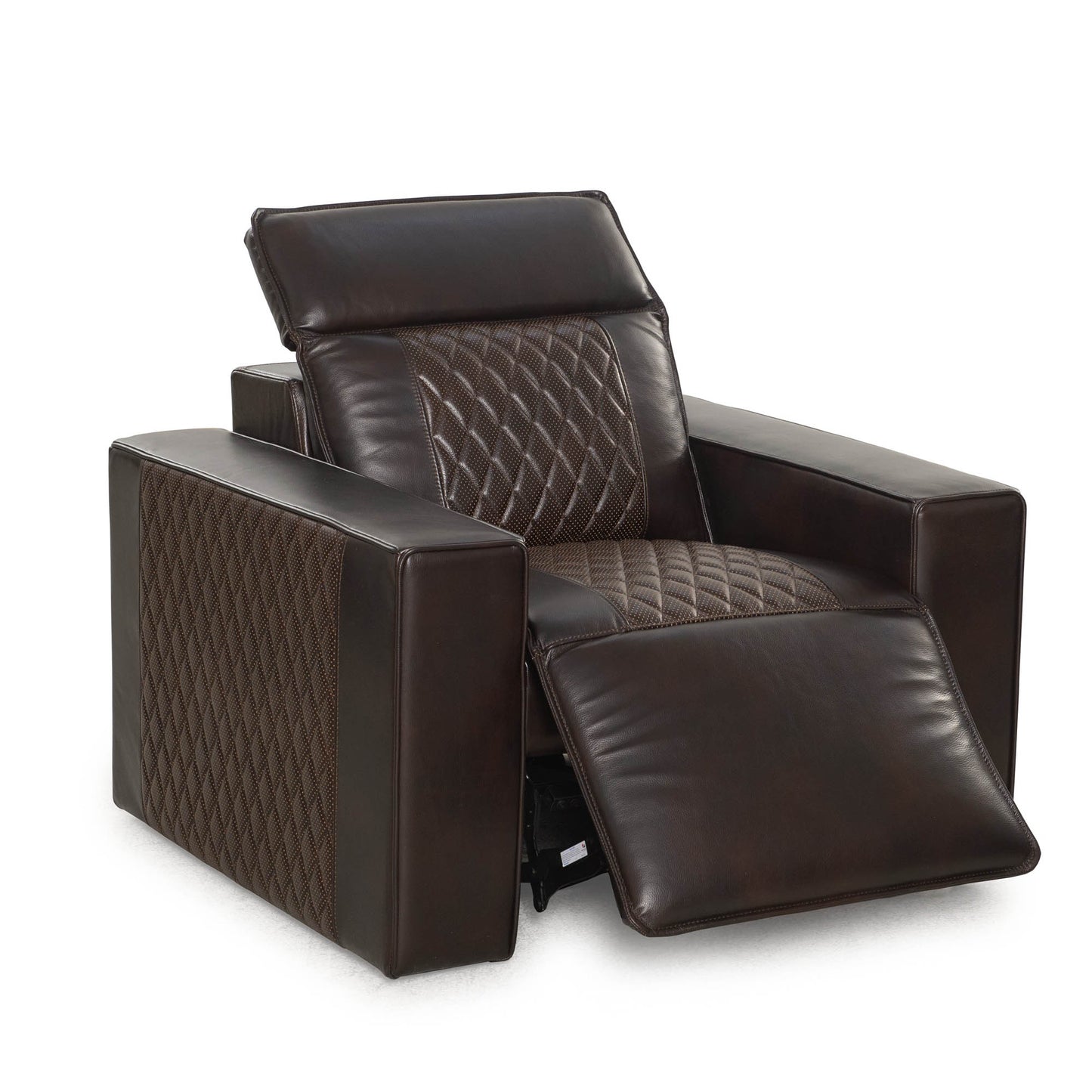 Cogworks Baron Diamond Cinema Chairs Brown Leather - Leg & Headrest Open