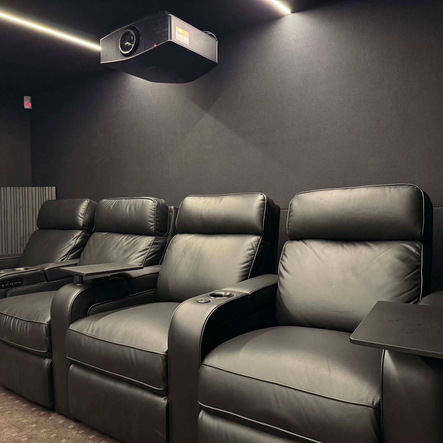 Cogworks Cinema Chairs in with projector on ceiling