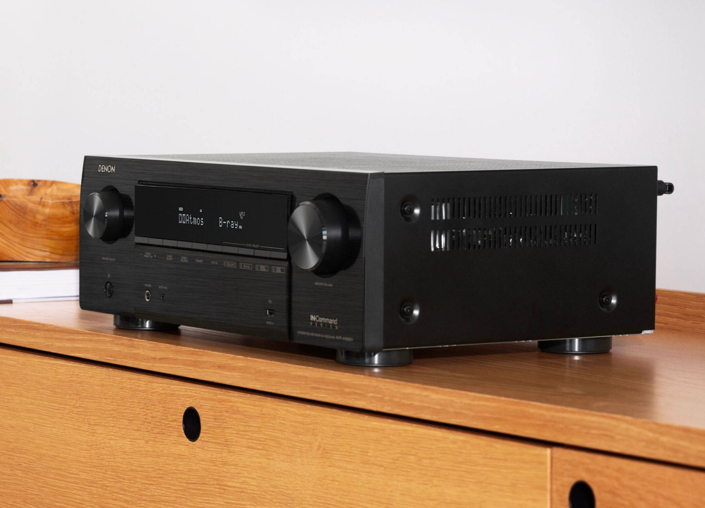 Denon AVR-X1800H on a timber bench