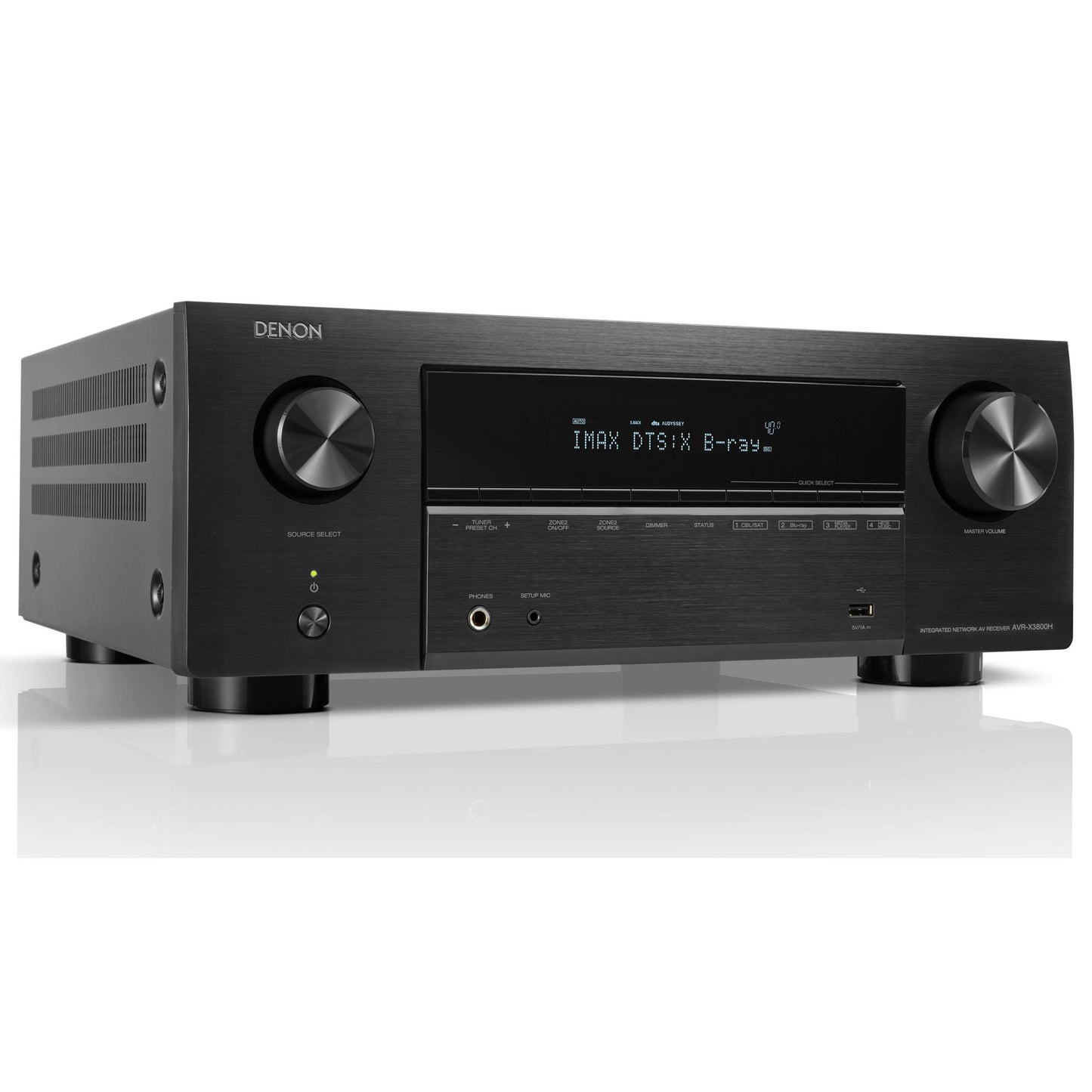 Denon AVC-X3800H 9.4 Channel 8K Home Theatre Amplifier with a black finish, visible brand logo, and control knobs.