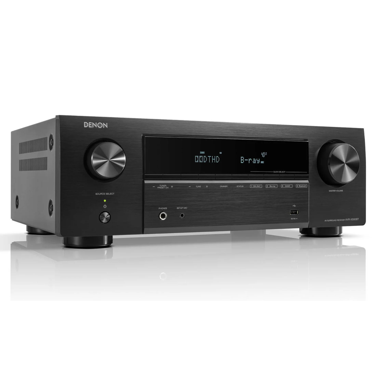 Angle view of Denon AVR-X580BT 5.2 Channel 8K Home Theatre Receiver