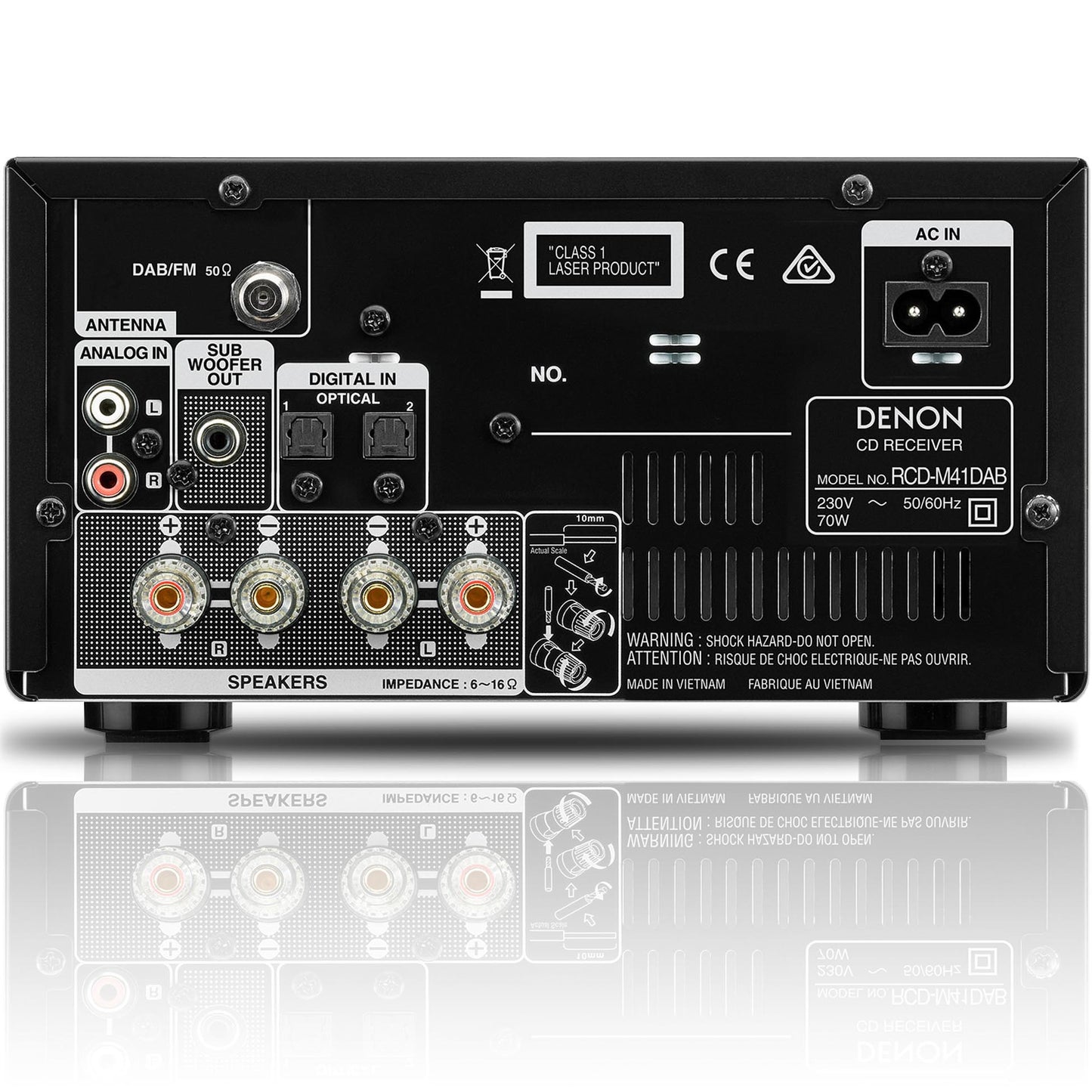 Denon RCD-M41DAB Stereo CD Receiver - Rear panel connections