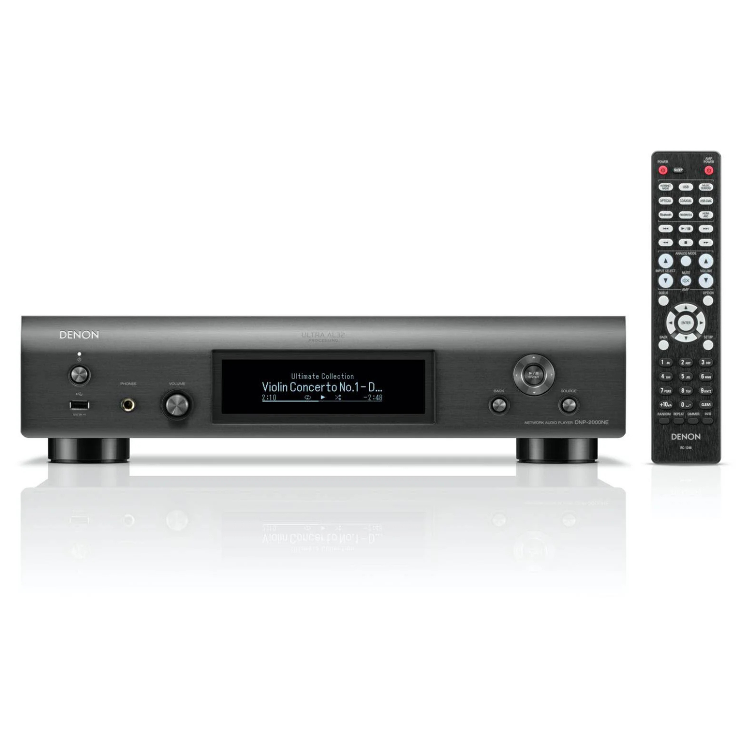 Front view of Denon DNP-2000NE Network Music Player in graphite