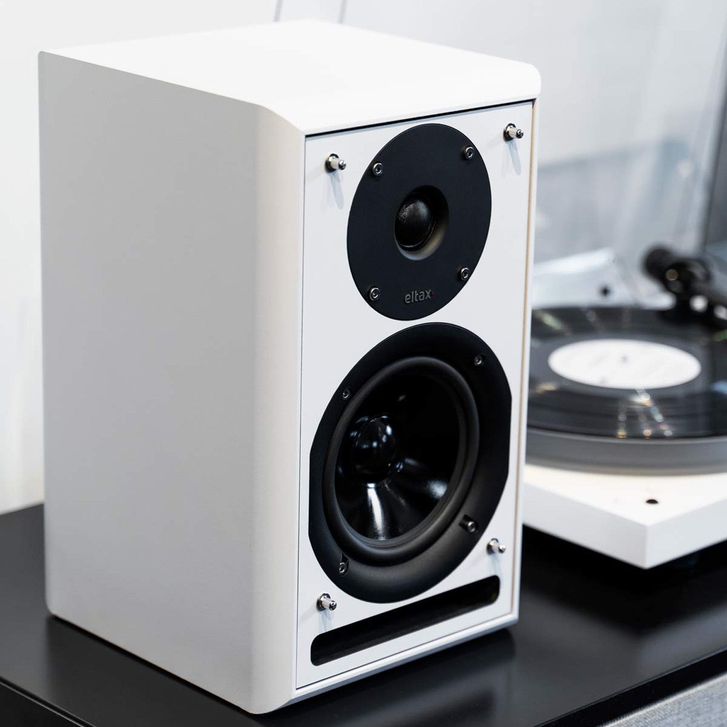 Eltax bookshelf speaker in white