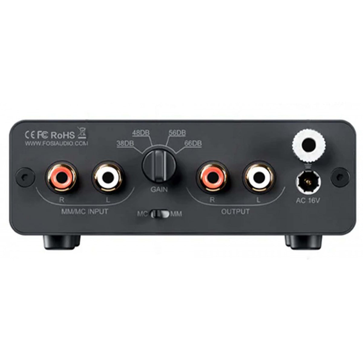 Rear of Fosi Audio Box X5 Phono Preamplifier