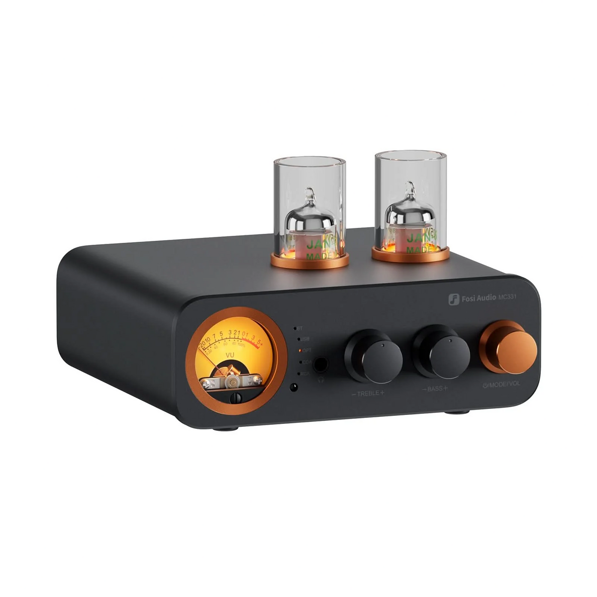 Fosi Audio MC331 Tube Integrated Bluetooth Amp on white background