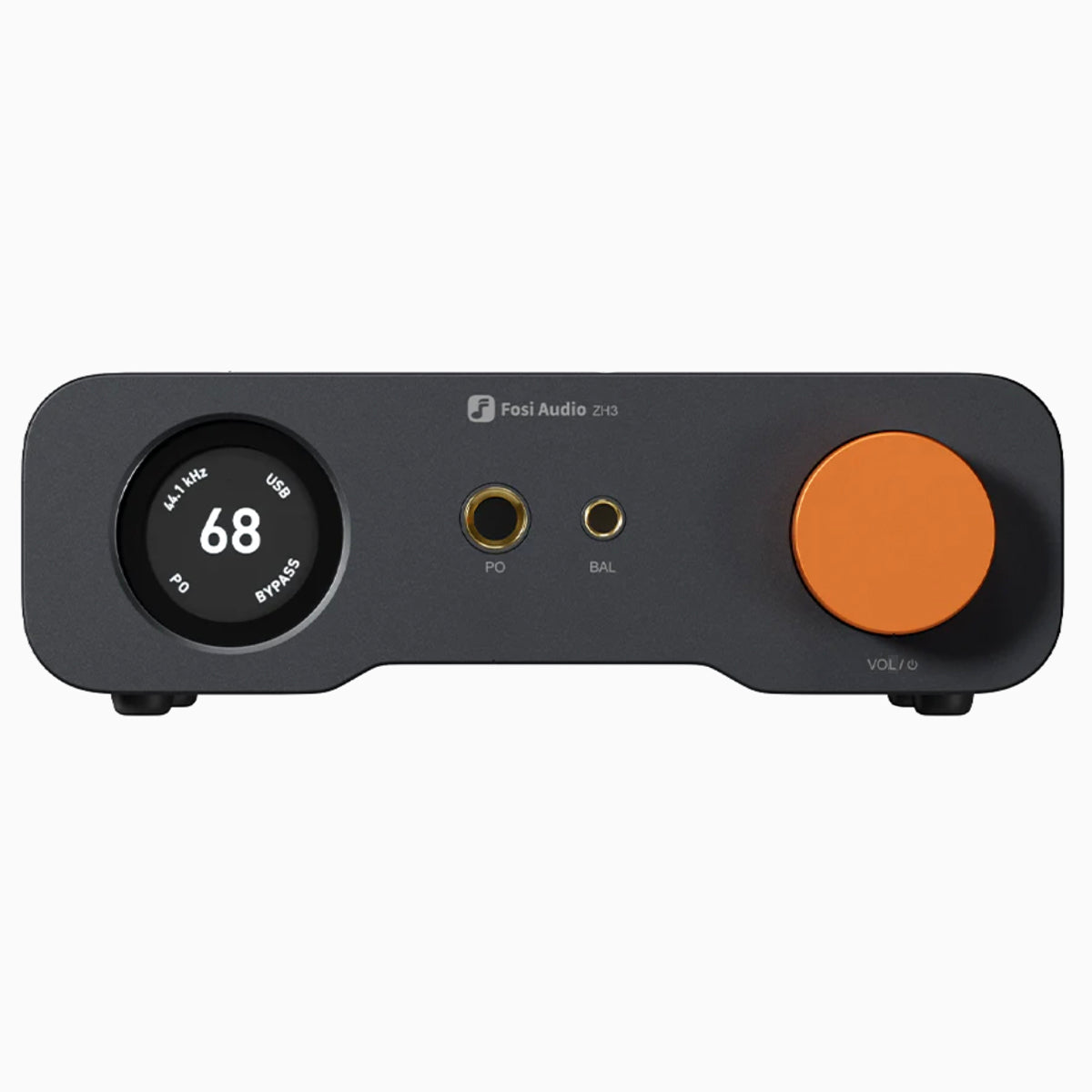 Front of Fosi Audio ZH3 Headphone Amp DAC Preamp on white background