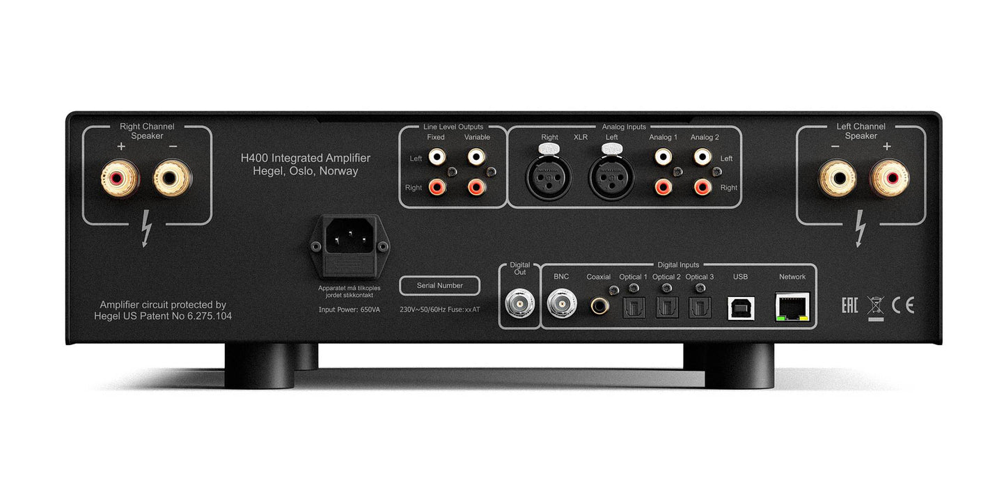 Hegel H400 Streaming Amplifier - Rear Connections