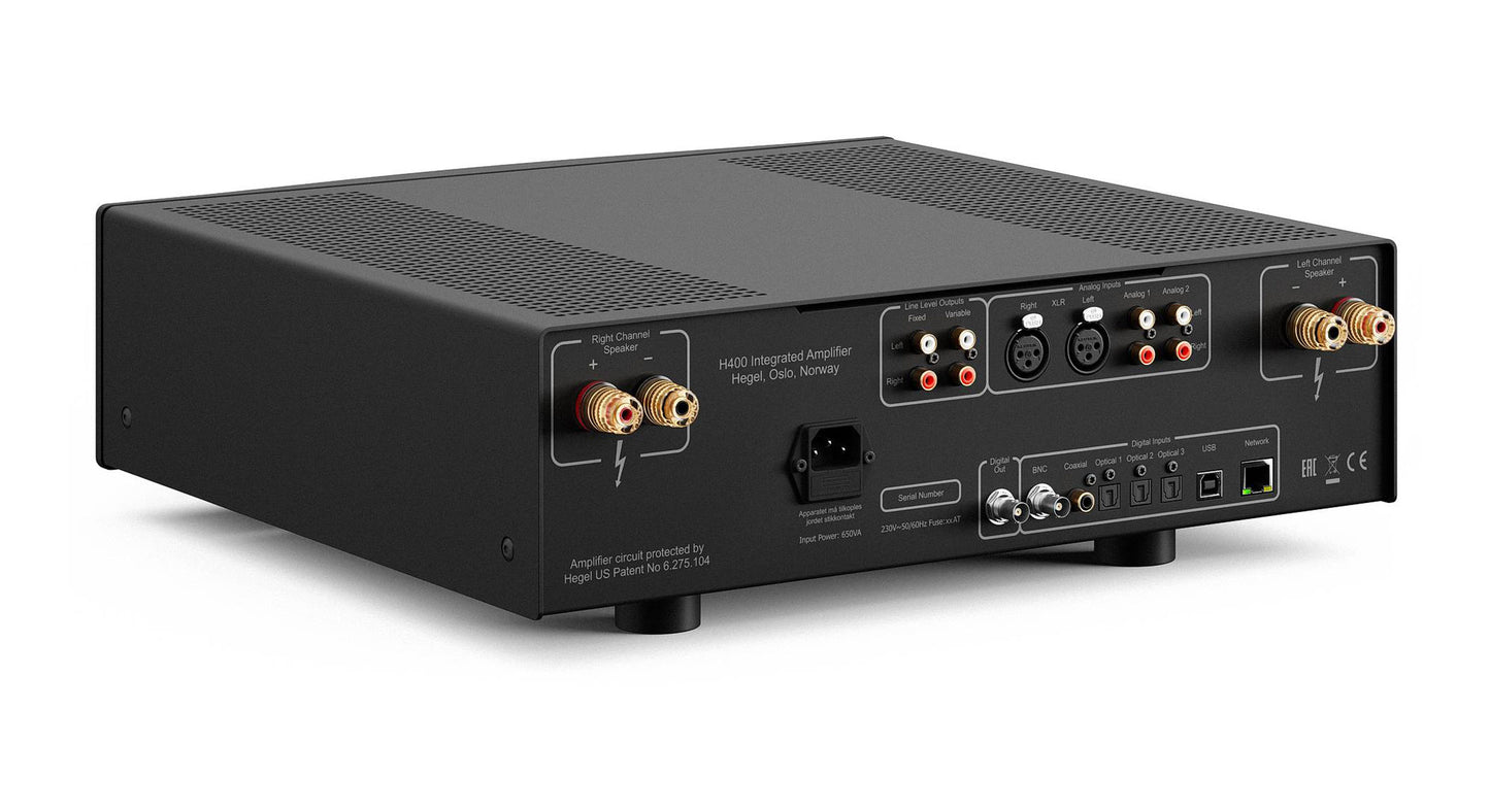 Hegel H400 Streaming Amplifier - Rear Angle