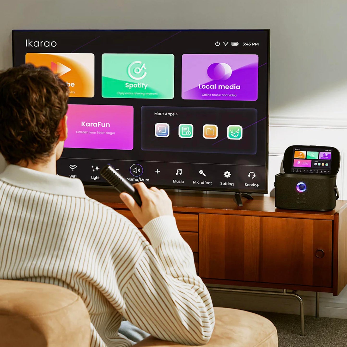 Ikarao Shell S2 Portable Karaoke Machine - Easy Setup on Television