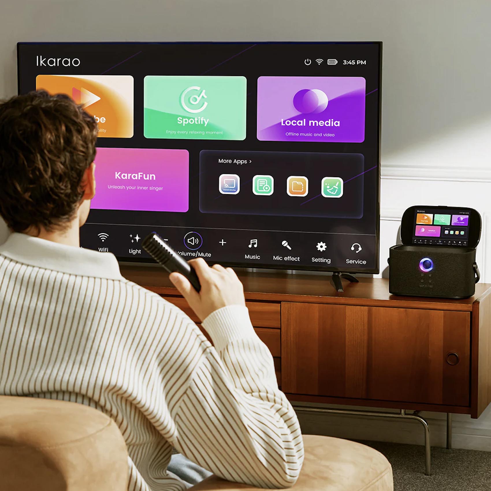 Ikarao Shell S2 Portable Karaoke Machine - Easy Setup on Television