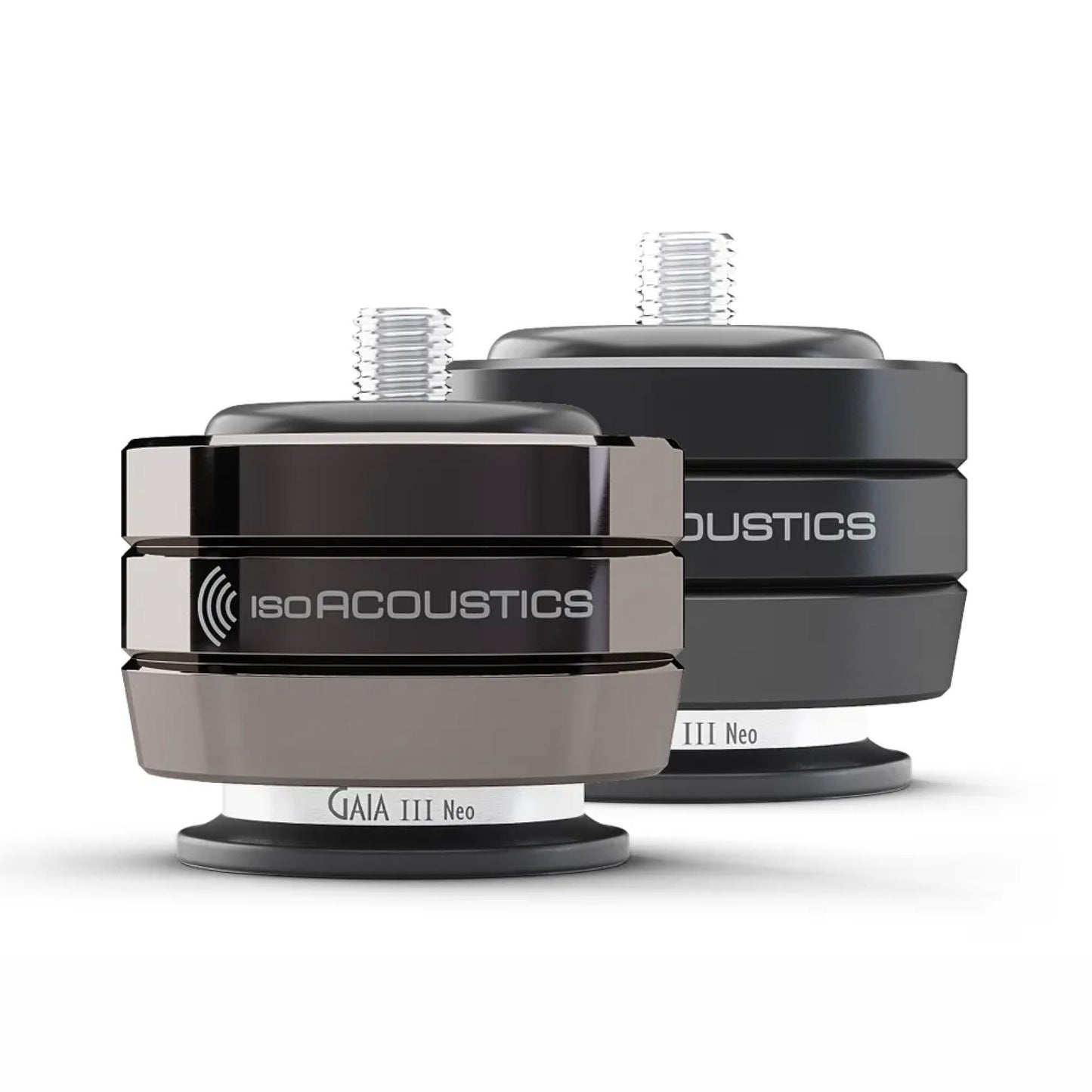 IsoAcoustics Gaia III Neo Speaker Isolation Feet - in black and chrome