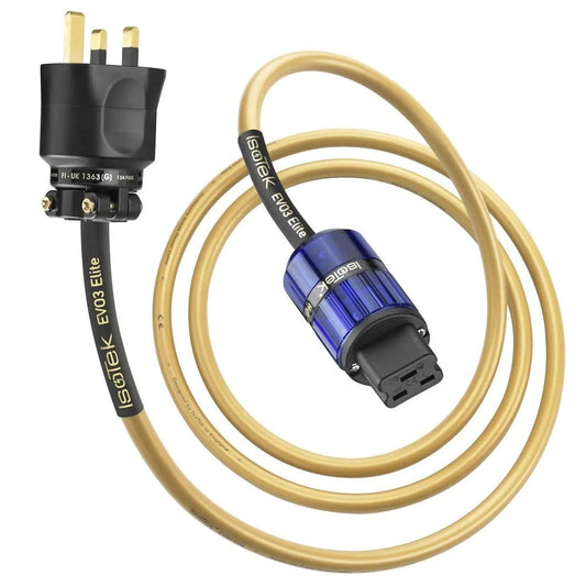 Isotek EVO 3 Elite Mains Power Cord - C19 High Current. Shown with UK Plug. Supplied with Australian Plug.