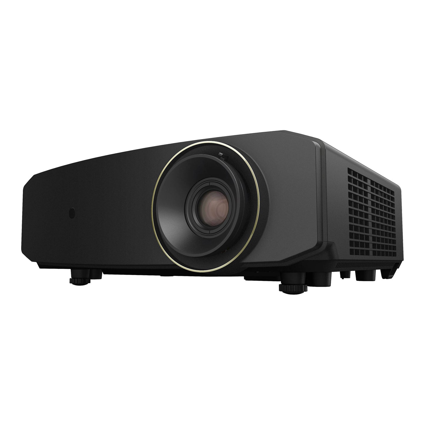 A black JVC LX-NZ30 4K Laser Projector with a prominent lens on the front and a sleek design.