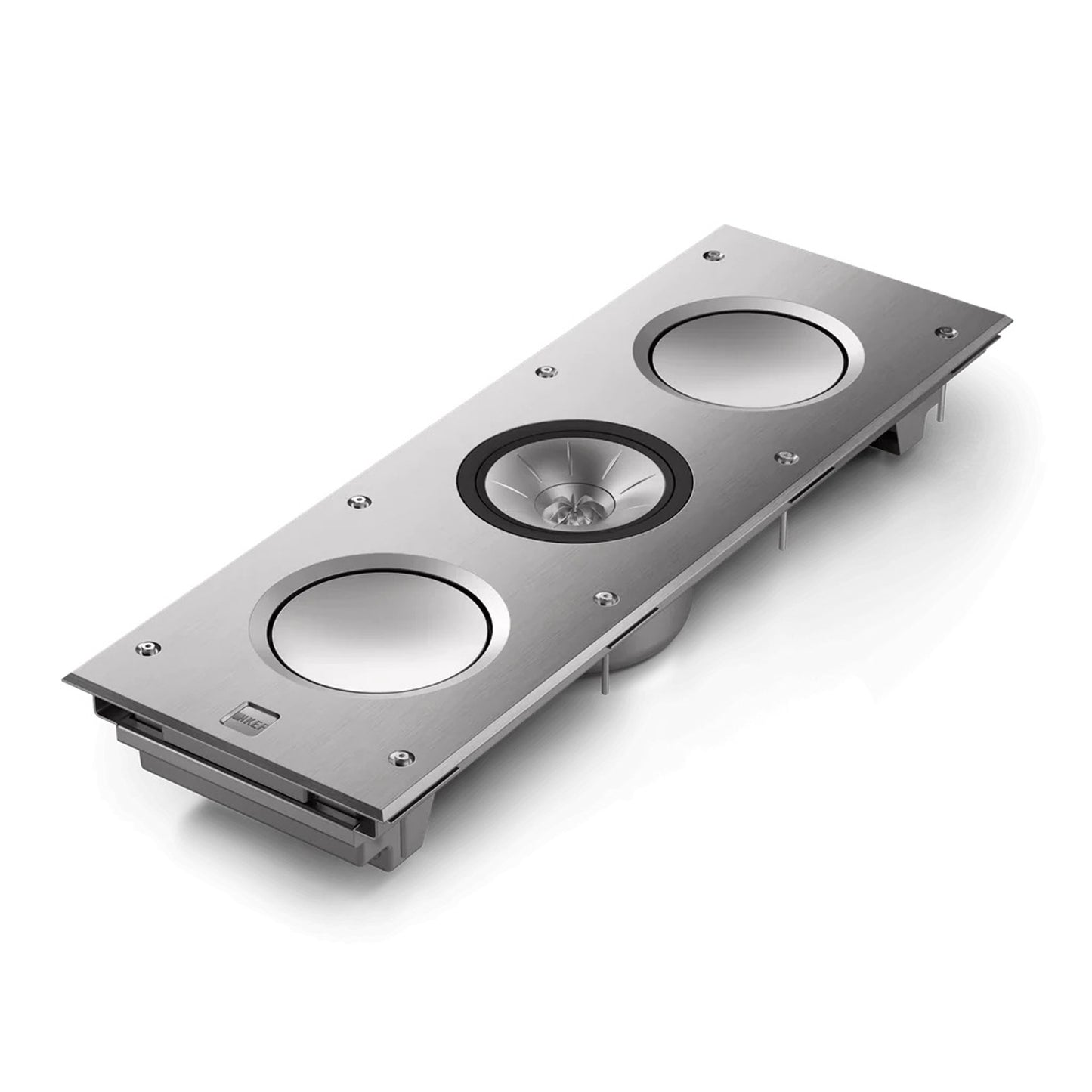 KEF Ci3160RLM-THX LCR In-Wall Speaker on white background laying down