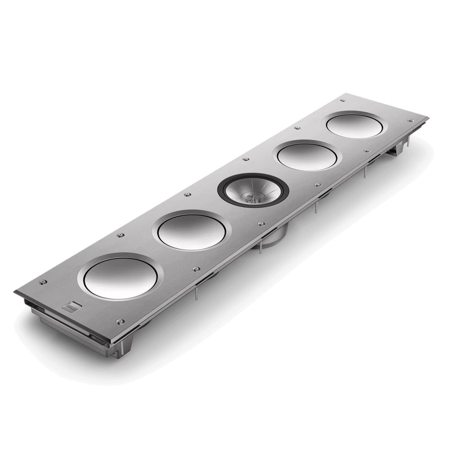 KEF Ci5160RLM-THX LCR In-Wall Speaker with no grille on white background lying down