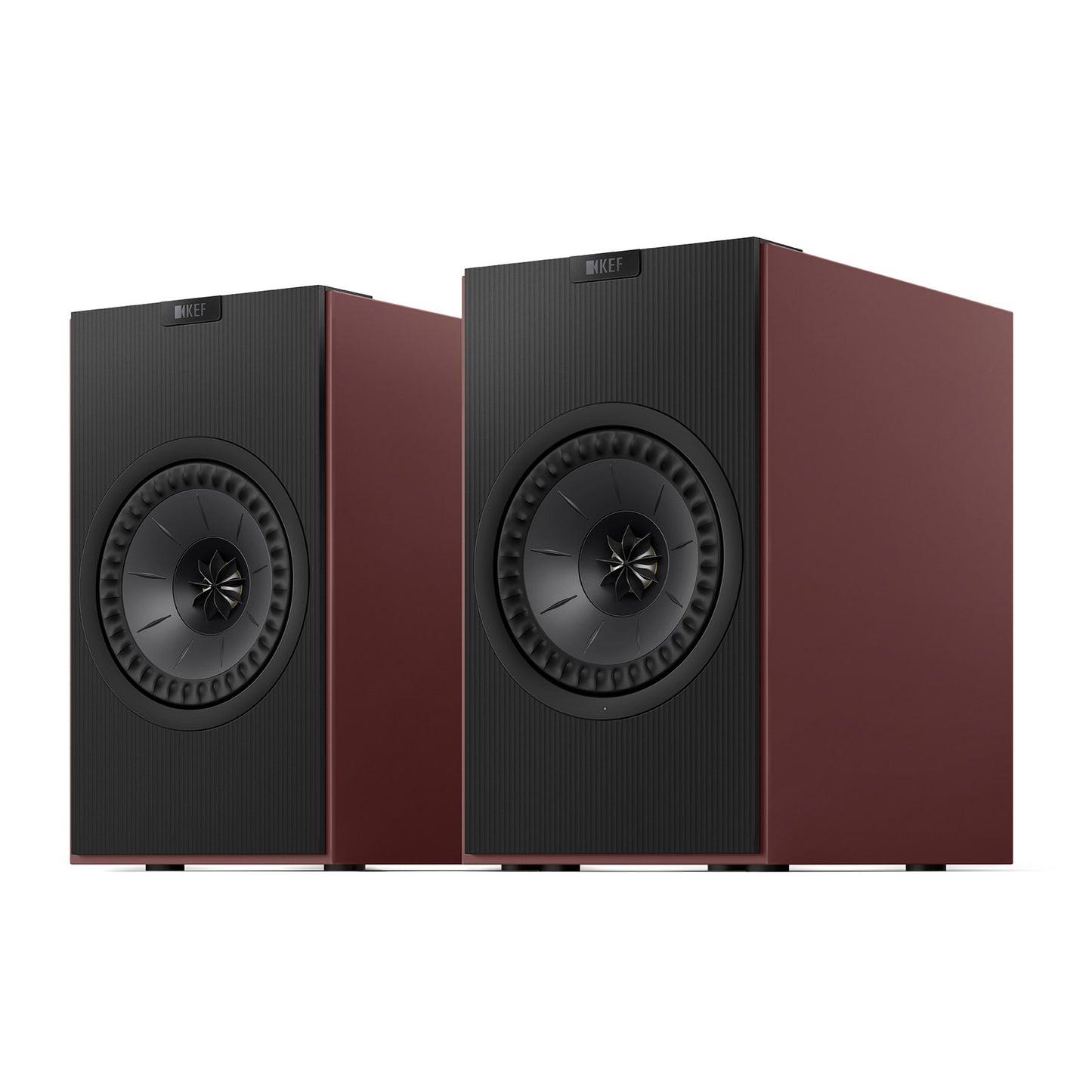 KEF Coda W All-In-One Wireless Hi-Fi Speakers in Vintage Burgundy on white background