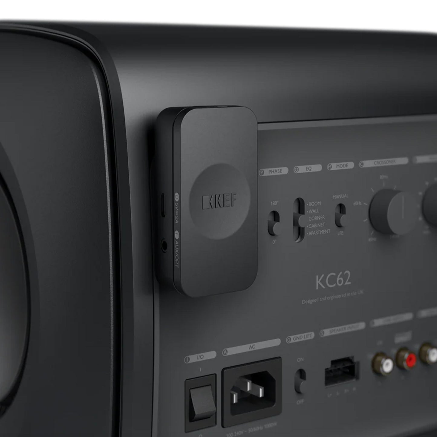 KEF KW2 RX Receiver connected to subwoofer
