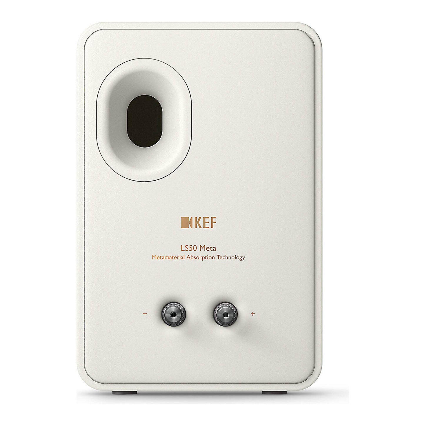 Rear of Pair of KEF LS50 Meta Bookshelf Speakers in White finish