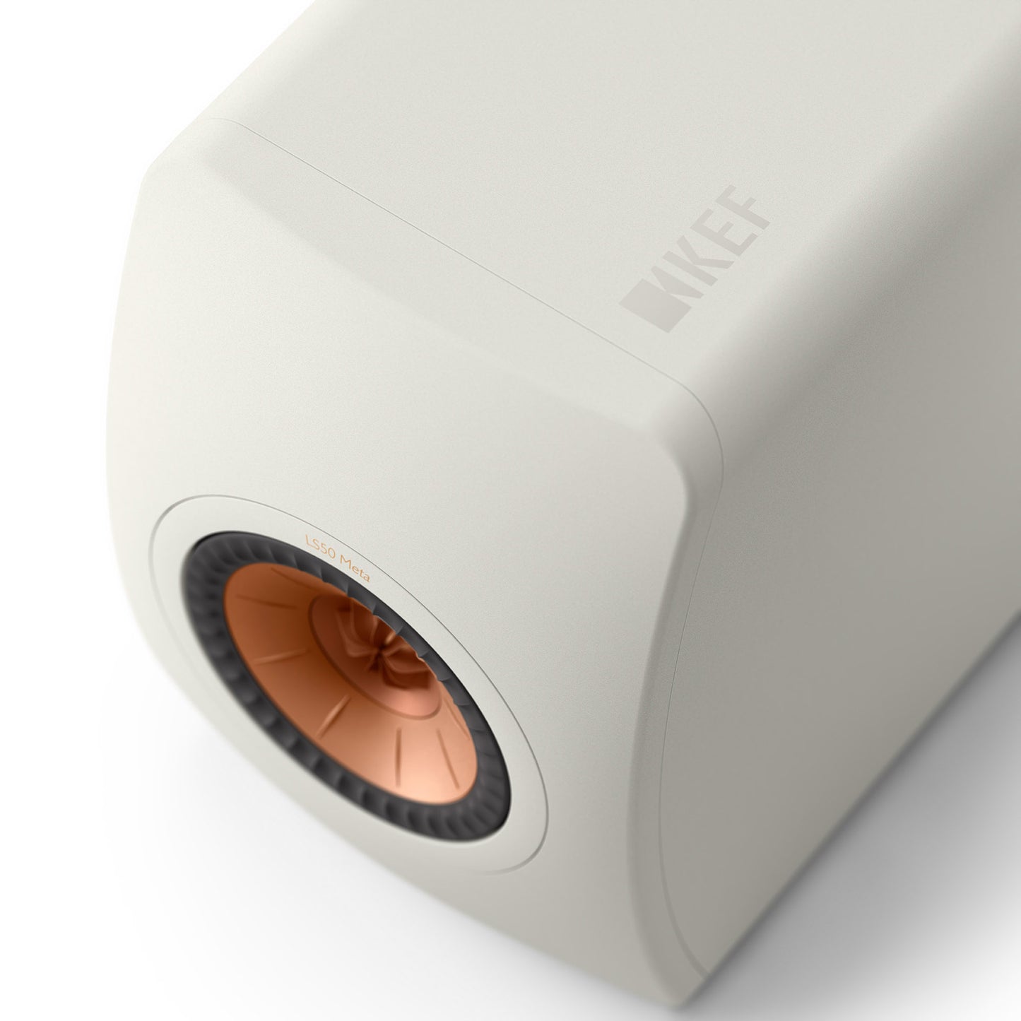 Top of Pair of KEF LS50 Meta Bookshelf Speakers in White finish