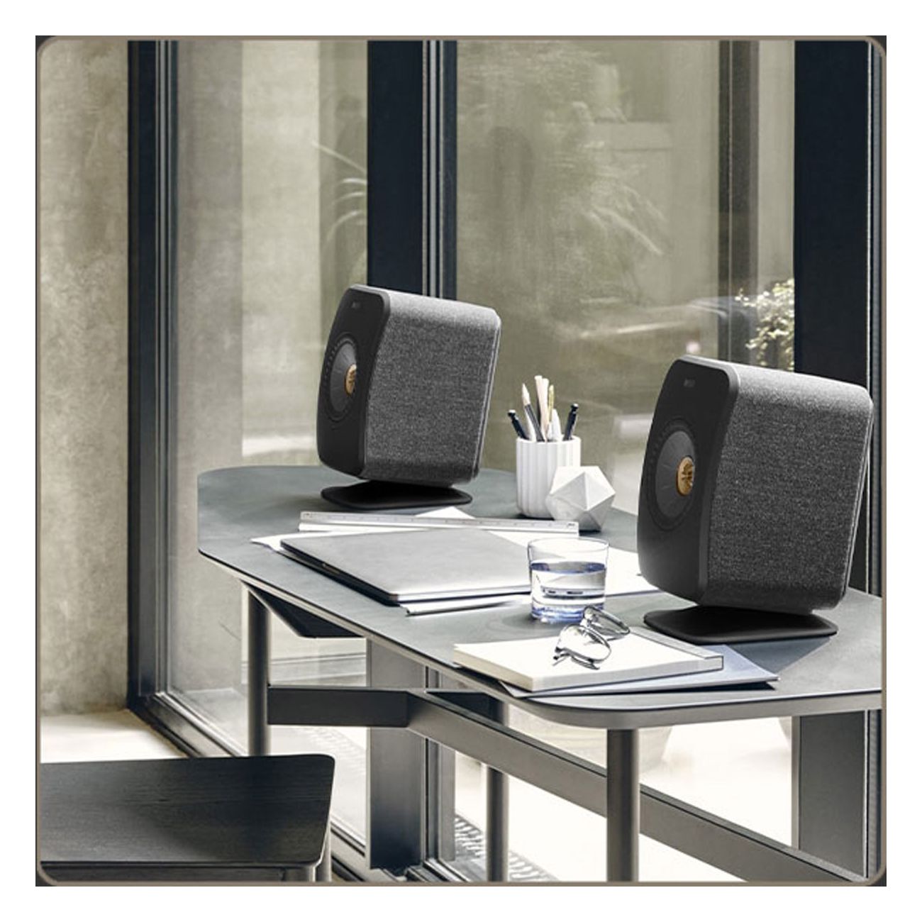 KEF LSX II Wireless Speakers + P1 Desk Pads