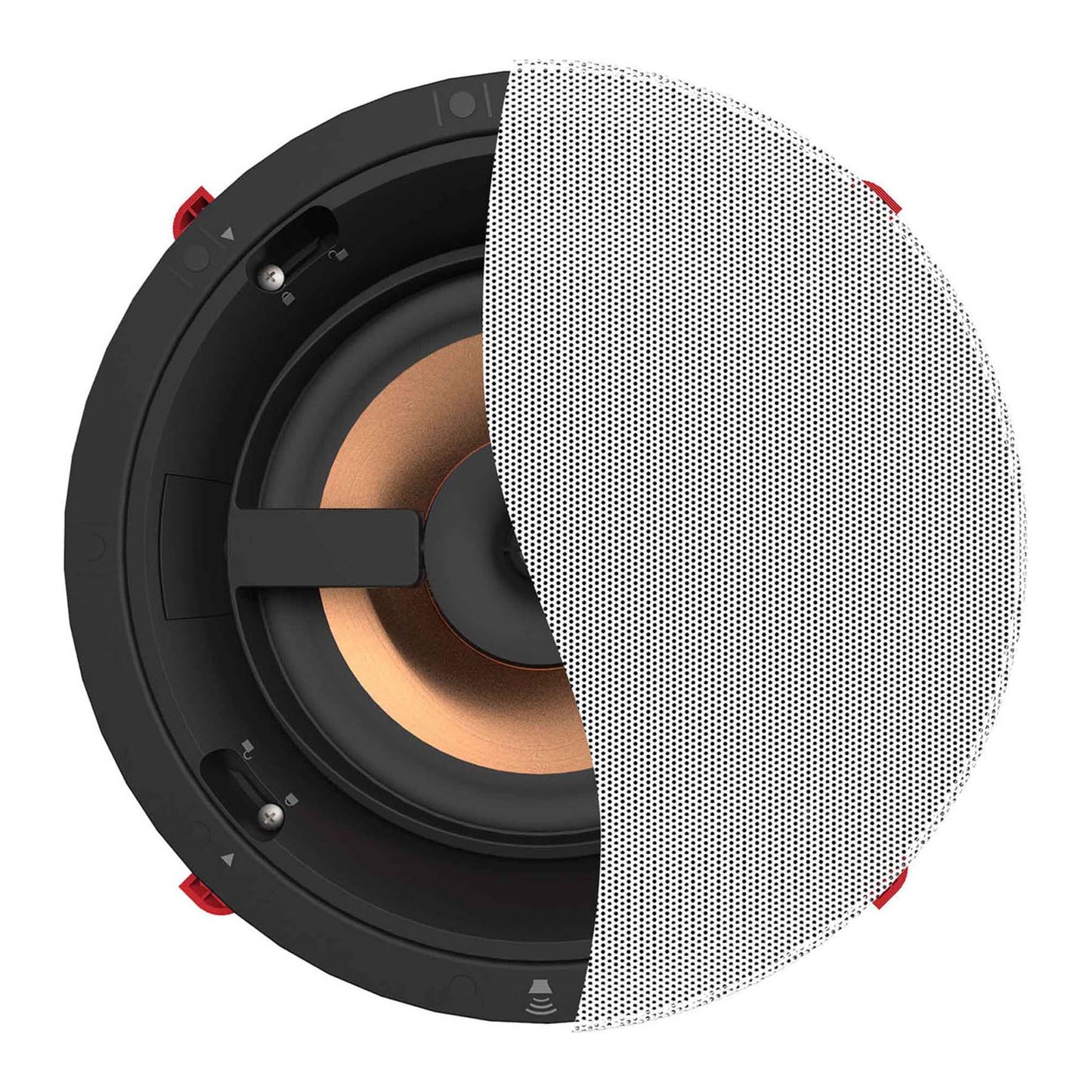 Klipsch PRO-18RC Front View - half grille shown.