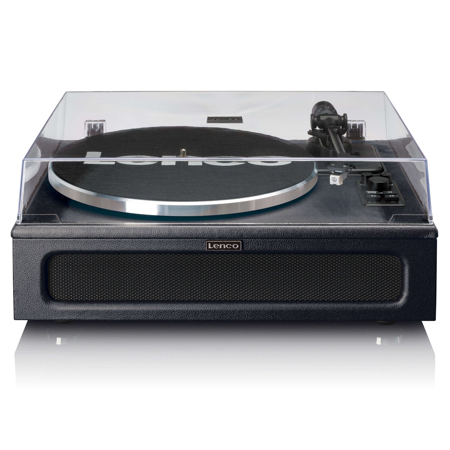 Lenco LS-430 Turntable with 4 Built-in Speakers - Shown with Dust Cover