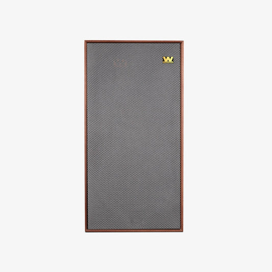 Wharfedale Linton Vintage Grey Grilles show on walnut finish