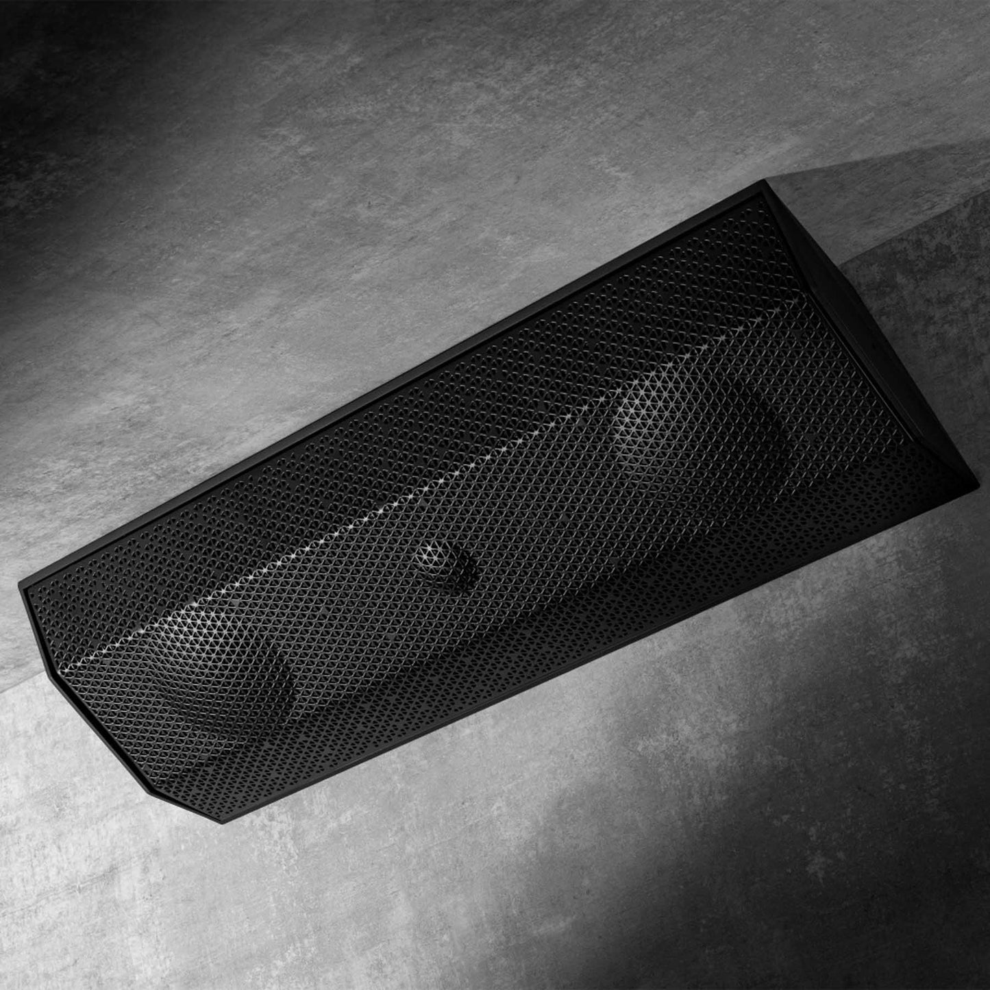 Lithe Audio IO1 Indoor Outdoor Passive Speaker in black on grey surface