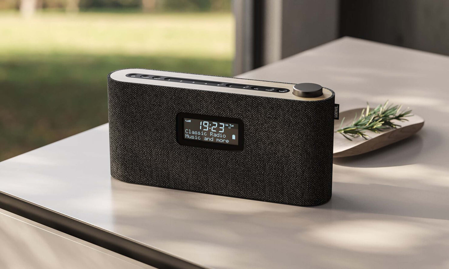 Loewe Radio.Frequency Portable Bluetooth Radio - Stylish Basalt Grey Fabric with Canadian Oak Inlays