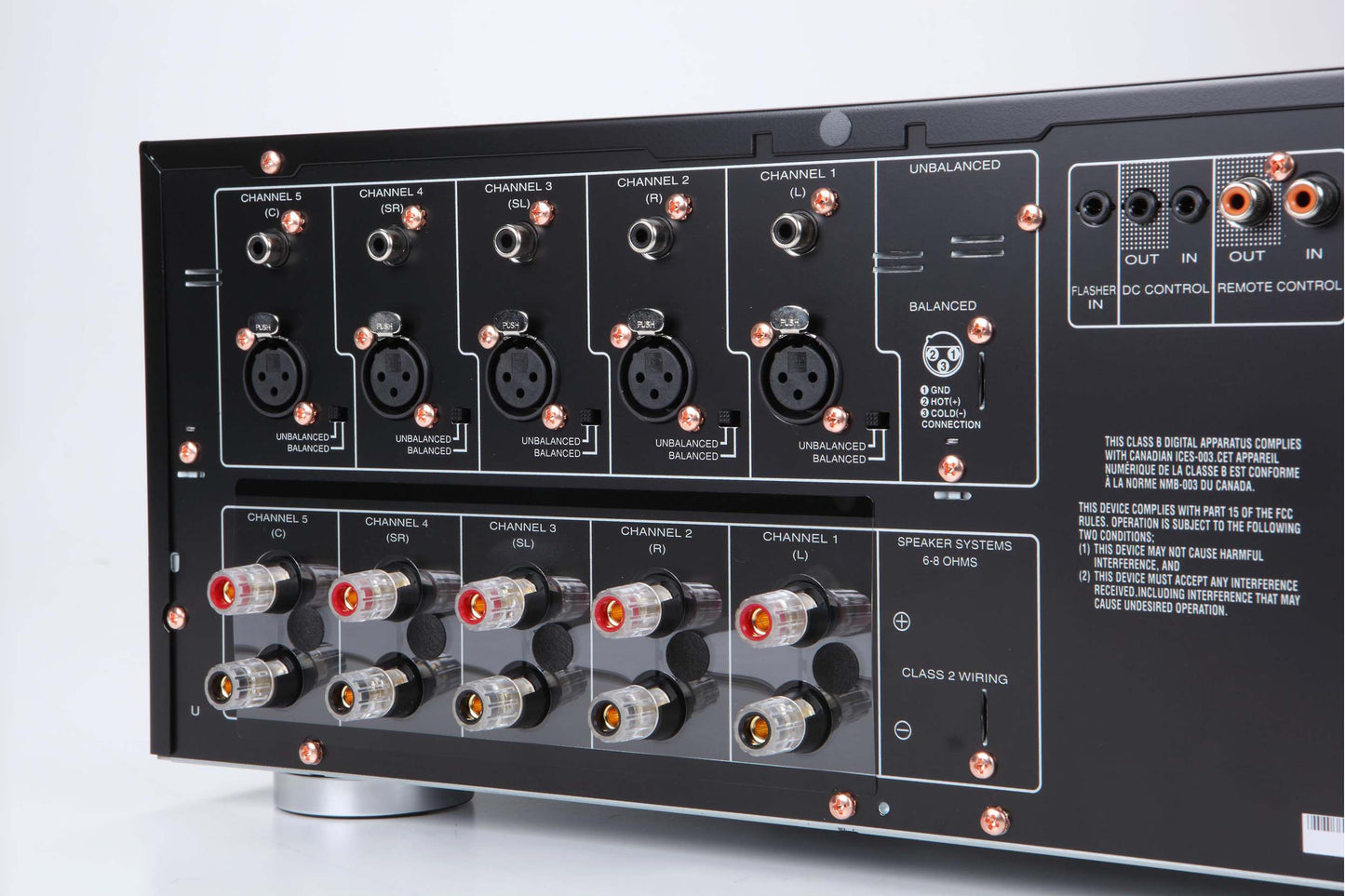 Marantz MM7055 Multi-Channel Power Amplifier - Rear angle view.