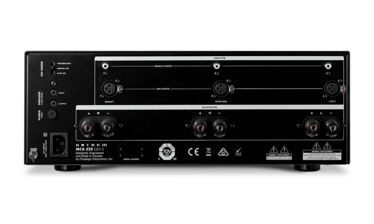 Anthem MCA 325 Gen 2 Three Channel Power Amplifier - rear view