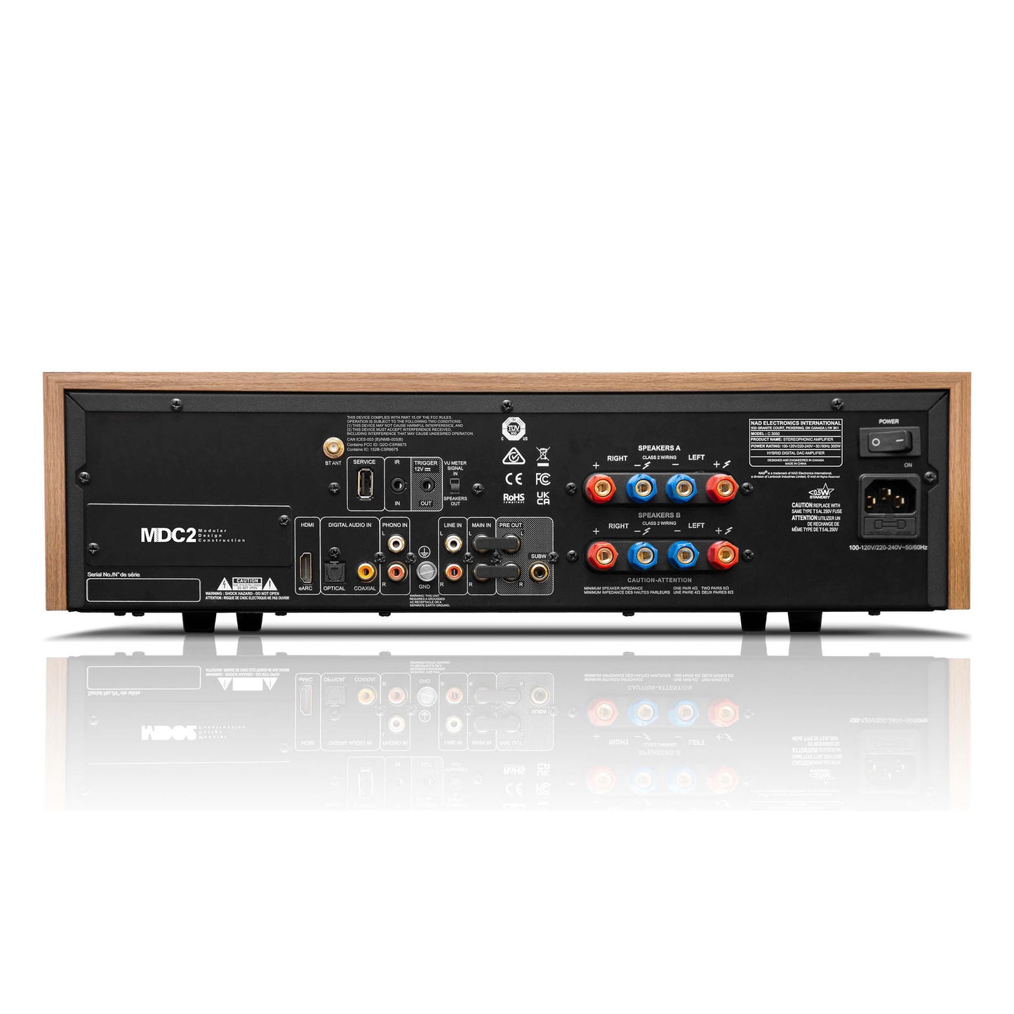 NAD C3050 BluOS Streaming Amplifier - rear view