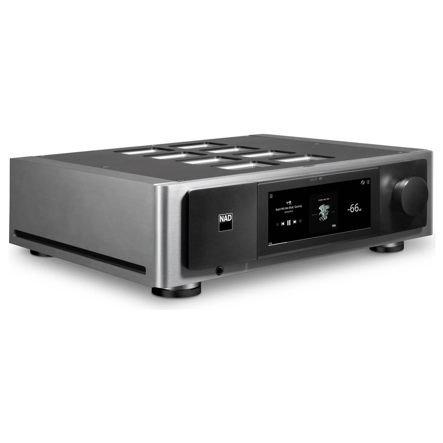 Front angle view of NAD Masters M33 V2 BluOS Streaming DAC Amplifier