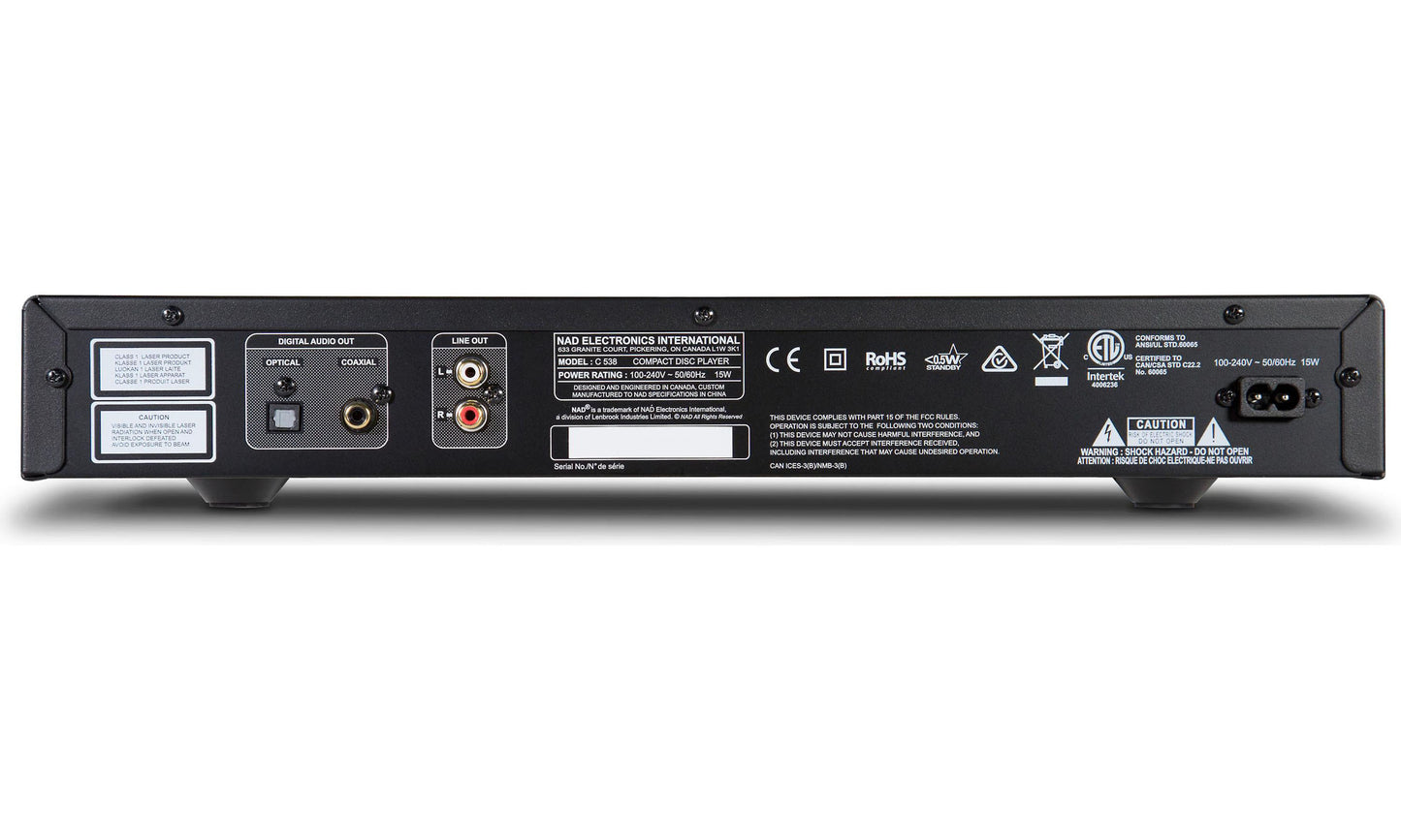 NAD C538 Compact Disc Player - Rear view