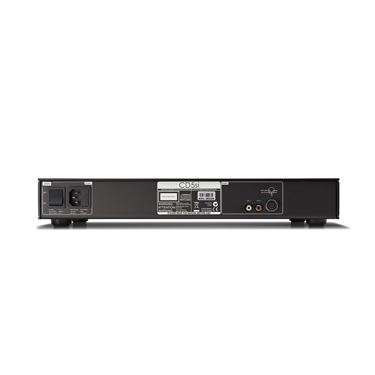 Back view of Naim CD5si CD Player on white background